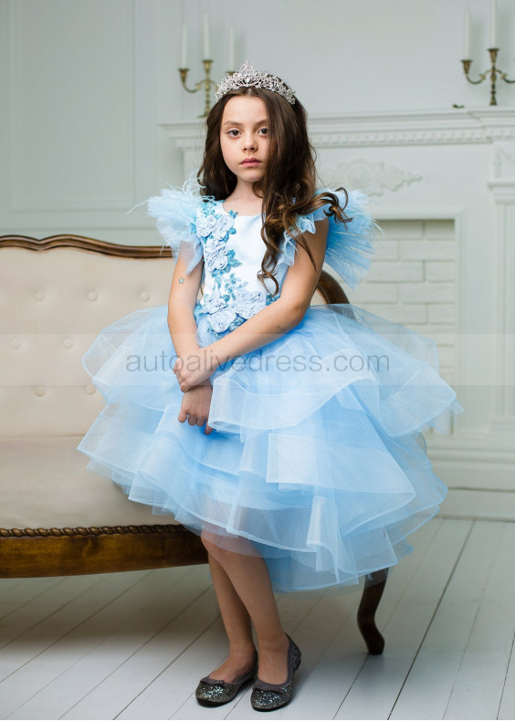 Satin Tulle Tutu High Low Flower Girl Dress